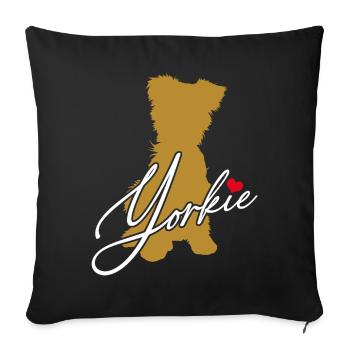 Yorkie Silhouette Yorkshire Terrier with Heart - Sofa pillowcase 17,3'' x 17,3'' (45 x 45 cm) - black - Front