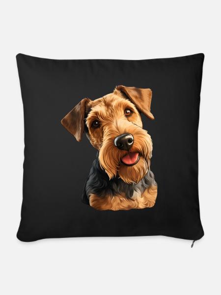 Terrier gallois - Housse de coussin décorative 45 x 45 cm - noir
