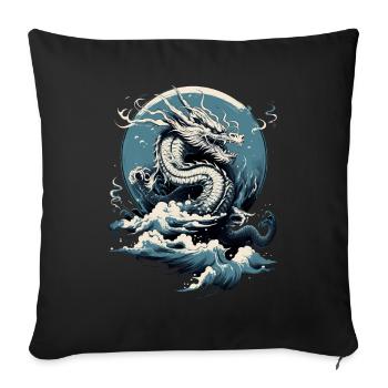 Dragon céleste en pleine ascension - Housse de coussin décorative 45 x 45 cm - noir - Devant