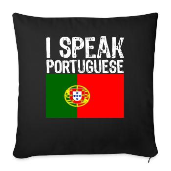 i speak PORTUGUESE funny gift for Brazil - Sofa pillowcase 17,3'' x 17,3'' (45 x 45 cm) - black - Front