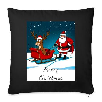 Christmas Sleigh Reindeer Santa Claus - Sofa pillowcase 17,3'' x 17,3'' (45 x 45 cm) - black - Front
