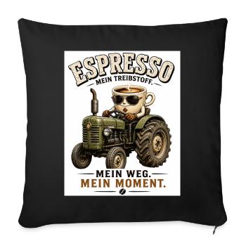 Espresso Treibstoff auf dem Traktor - Sofakissenbezug 45 x 45 cm - Schwarz - Vorne