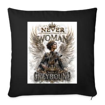 Woman_and_Greyhound - Sofakissenbezug 45 x 45 cm - Schwarz - Vorne