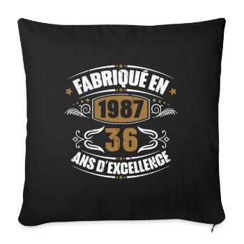 Cadeau d'anniversaire 36 ans, Fabriqué en 1987 - Housse de coussin décorative 45 x 45 cm - noir - Devant