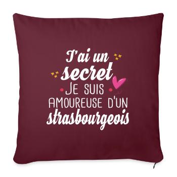 Strasbourg Strasbourgeois Amoureuse Cadeau Humour - Housse de coussin décorative 45 x 45 cm - bordeaux - Devant