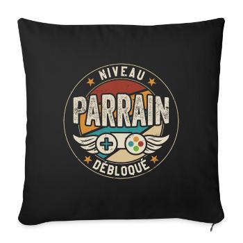 Niveau parrain débloqué - Housse de coussin décorative 45 x 45 cm - noir - Devant