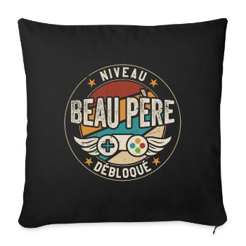 Niveau Beau Père Débloqué - Housse de coussin décorative 45 x 45 cm - noir - Devant