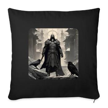 Proud dark knight with ravens - Sofa pillowcase 17,3'' x 17,3'' (45 x 45 cm) - black - Front