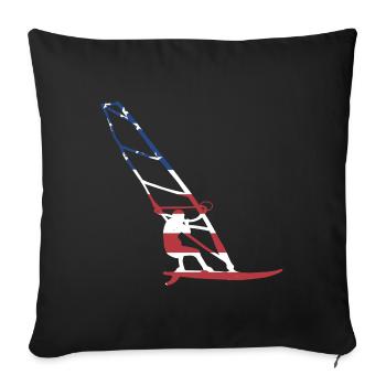 Sport Us Flag Planche à voile - Housse de coussin décorative 45 x 45 cm - noir - Devant