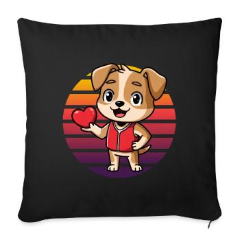 Dog with Heart - Retro Vintage Sunset - Sofa pillowcase 17,3'' x 17,3'' (45 x 45 cm) - black - Front