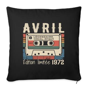 avril 1972 April 1972  - Housse de coussin décorative 45 x 45 cm - noir - Devant
