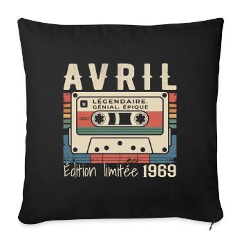 avril 1969 April 1969  - Housse de coussin décorative 45 x 45 cm - noir - Devant