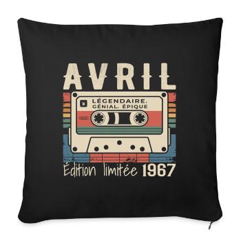 avril 1967 April 1967  - Housse de coussin décorative 45 x 45 cm - noir - Devant