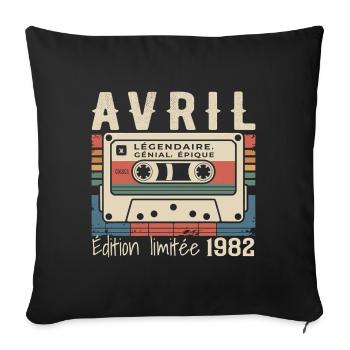 avril 1982 April 1982  - Housse de coussin décorative 45 x 45 cm - noir - Devant