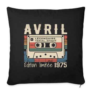 avril 1975 April 1975  - Housse de coussin décorative 45 x 45 cm - noir - Devant