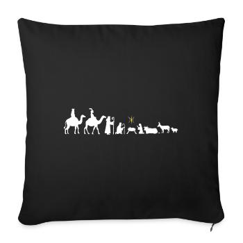 Nativity Scene Christmas Evolution Nativity Scene Festival - Sofa pillowcase 17,3'' x 17,3'' (45 x 45 cm) - black - Front