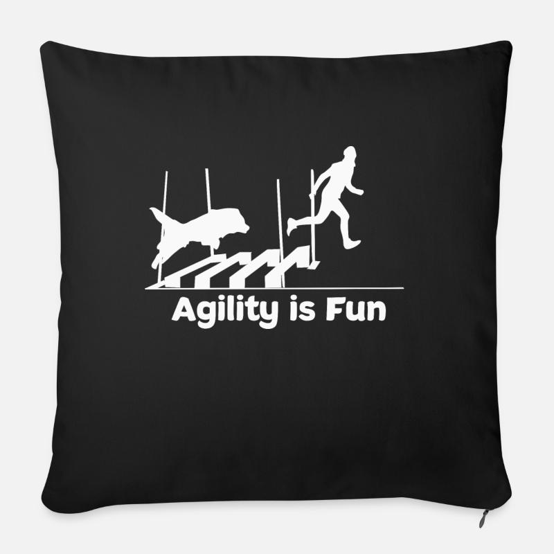 Agility Dog Sport Fun - Housse de coussin décorative 45 x 45 cm - noir