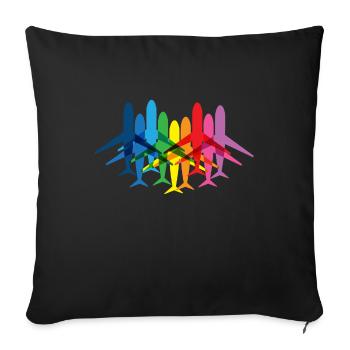 Idée cadeau avion pilote - Housse de coussin décorative 45 x 45 cm - noir - Devant