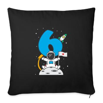6e anniversaire astronaute cadeau garçon de 6 ans - Housse de coussin décorative 45 x 45 cm - noir - Devant
