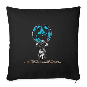 Motivation man with the world on his shoulders - Sofa pillowcase 17,3'' x 17,3'' (45 x 45 cm) - black - Front