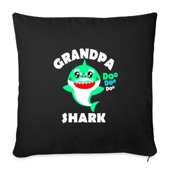 Requin grand-père en famille et en mer - Housse de coussin décorative 45 x 45 cm - noir - Devant