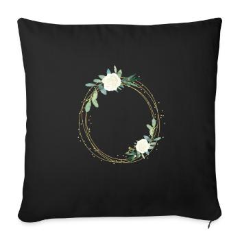 Flowers white green circle - customizable - Sofa pillowcase 17,3'' x 17,3'' (45 x 45 cm) - black - Front