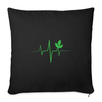 Pulsschlag Vegan Bio Ernährung Geschenk - Sofakissenbezug 45 x 45 cm - Schwarz - Vorne