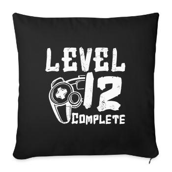 12th Birthday Level 12 Complete 12 Years Gamer - Sofa pillowcase 17,3'' x 17,3'' (45 x 45 cm) - black - Front