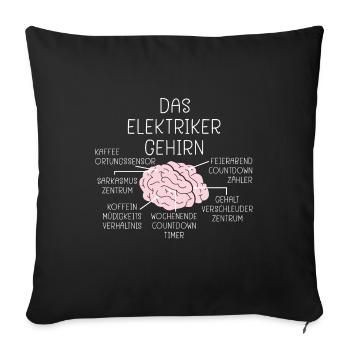 Das Elektriker gehirn Elektrotechniker Lustig - Sofakissenbezug 45 x 45 cm - Schwarz - Vorne