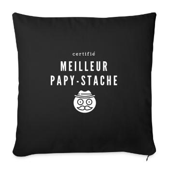Certifié meilleur papy stache. Pour papy moustache - Housse de coussin décorative 45 x 45 cm - noir - Devant