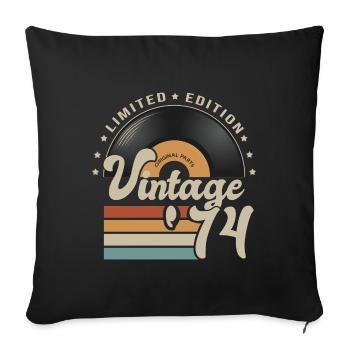 Vintage Vinyl 1974 Birthday Gift 49 Years - Sofa pillowcase 17,3'' x 17,3'' (45 x 45 cm) - black - Front