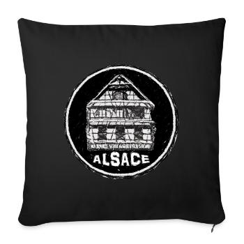 Alsace logo house - Sofa pillowcase 17,3'' x 17,3'' (45 x 45 cm) - black - Front
