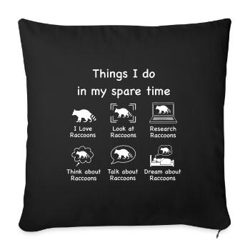 Raccoon lovers (white) - Sofa pillowcase 17,3'' x 17,3'' (45 x 45 cm) - black - Front