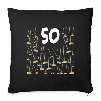 50 ans,50 Balais Anniversaire Humour - Housse de coussin décorative 45 x 45 cm - noir - Devant