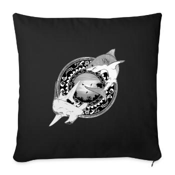 Hammerhead Great White Shark Hawaiian - Sofa pillowcase 17,3'' x 17,3'' (45 x 45 cm) - black - Front