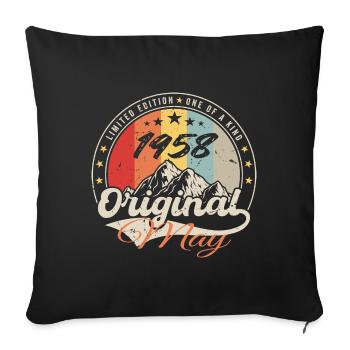 Mai 1958 | Anniversaire 1958 Vintage | May 1958 - Housse de coussin décorative 45 x 45 cm - noir - Devant