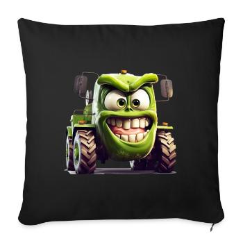 Tractor with a radiant smile on his face - Sofa pillowcase 17,3'' x 17,3'' (45 x 45 cm) - black - Front
