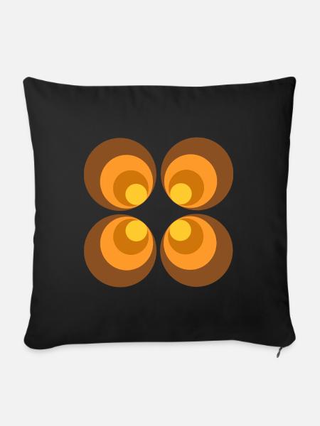 70er Jahre Blume Muster - Sofakissenbezug 45 x 45 cm - Schwarz
