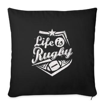 life is rugby - Housse de coussin décorative 45 x 45 cm - noir - Devant