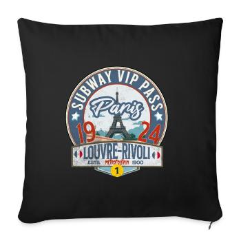 Paris subway vip pass louvre rivoli station - Sofa pillowcase 17,3'' x 17,3'' (45 x 45 cm) - black - Front