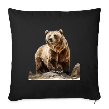 L’ours brun est un grand prédateur redoutable - Housse de coussin décorative 45 x 45 cm - noir - Devant