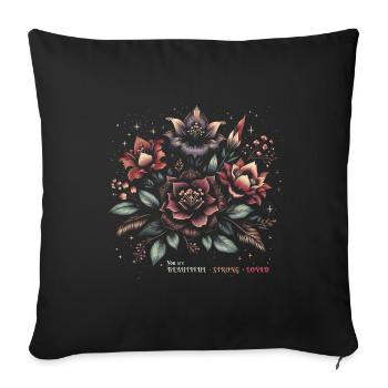 Vous êtes belles, fortes et aimées - Housse de coussin décorative 45 x 45 cm - noir - Devant