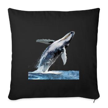 A majestic spectacle of a humpback whale - Sofa pillowcase 17,3'' x 17,3'' (45 x 45 cm) - black - Front