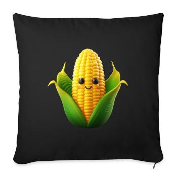Corn on the cob Corn Kawaii - Sofa pillowcase 17,3'' x 17,3'' (45 x 45 cm) - black - Front