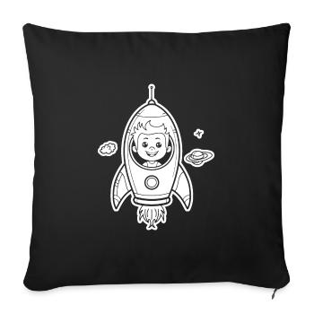Astronaut boy in rocket in space - Sofa pillowcase 17,3'' x 17,3'' (45 x 45 cm) - black - Front