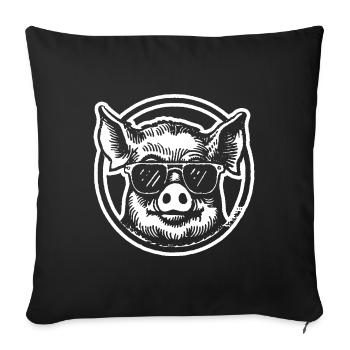 Pig Piggy - Sofa pillowcase 17,3'' x 17,3'' (45 x 45 cm) - black - Front