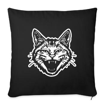 Cat Cats Cat Lady Cat Lover Cat Face - Sofa pillowcase 17,3'' x 17,3'' (45 x 45 cm) - black - Front