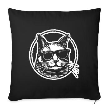 Cat Cats Cat Lady Cat Lover Cat Face - Sofa pillowcase 17,3'' x 17,3'' (45 x 45 cm) - black - Front