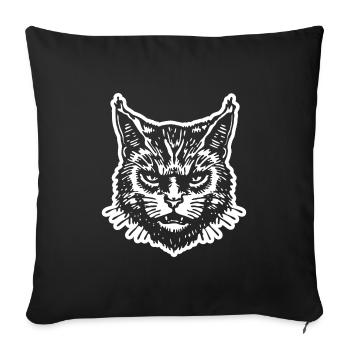 Cat Cats Cat Lady Cat Lover Cat Face - Sofa pillowcase 17,3'' x 17,3'' (45 x 45 cm) - black - Front