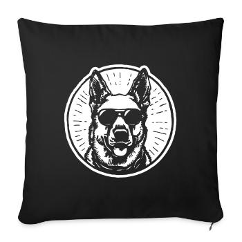 Tête de chien de berger allemand - Housse de coussin décorative 45 x 45 cm - noir - Devant